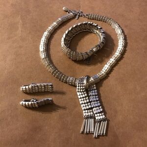 Vintage Monet Radiant Dragon Scale 3pc Necklace, Earrings, Bracelet Set